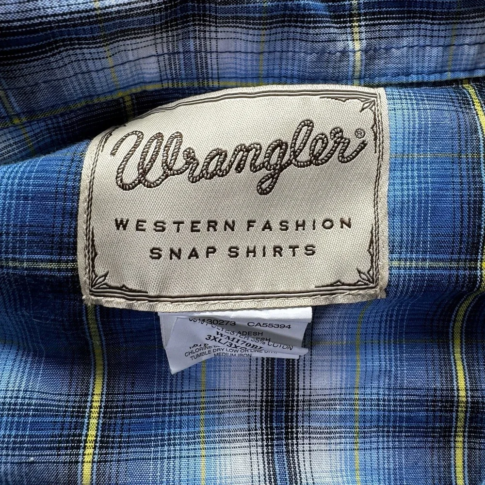 Men's Wrangler Western Fashion Snap Shirt Size 3X‎ Blue Long Slv Stripe
